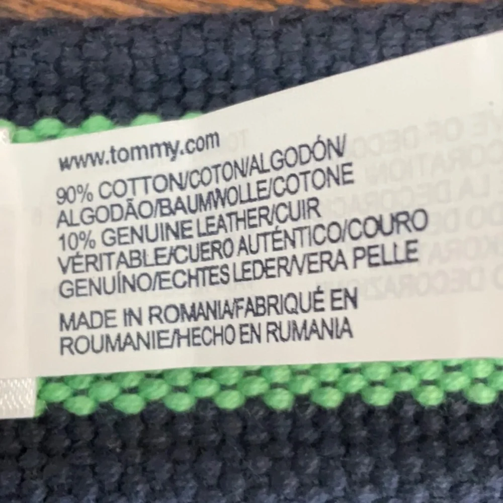 Tommy Hilfiger stripe fabric and leather belt